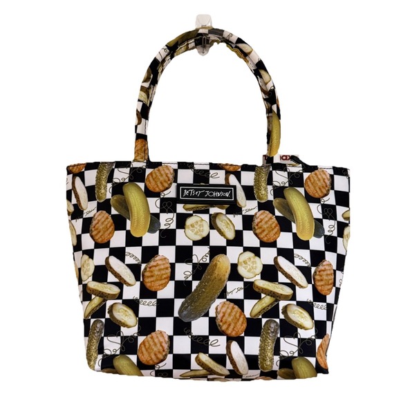 Betsey Johnson Lunch Tote Insulated Cooler Pickles & Chips Zipper Lunch Bag NWT - Picture 3 of 4